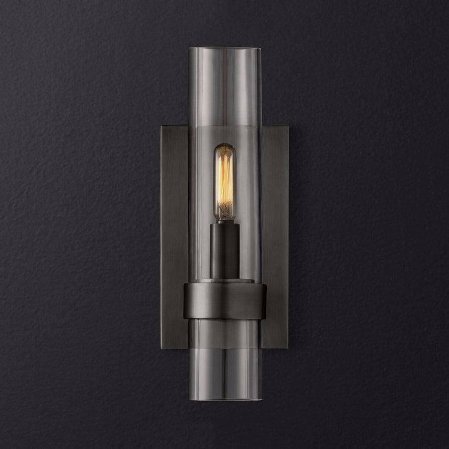 Cilinder Wandlamp Traditionele Helder Glas 2.5"/5" Breed 1 Kop Zwart/Brass Wandlamp Armatuur voor Trap