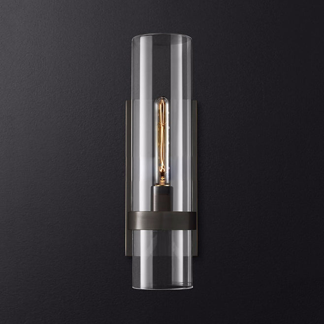 Cilinder Wandlamp Traditionele Helder Glas 2.5"/5" Breed 1 Kop Zwart/Brass Wandlamp Armatuur voor Trap