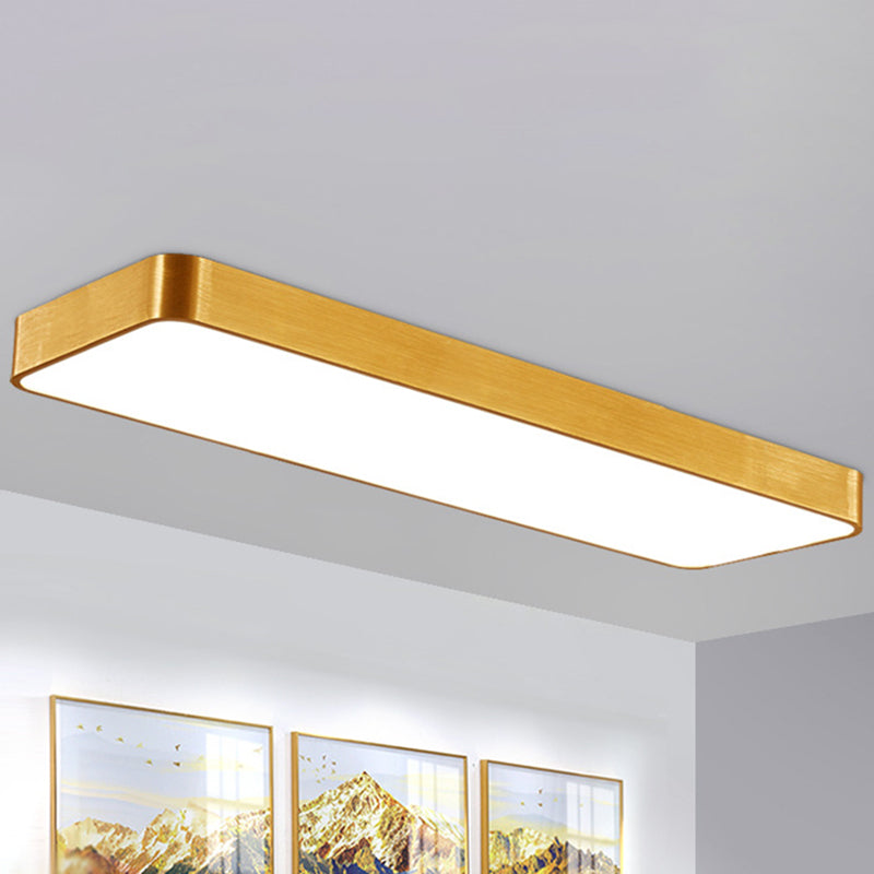 Gouden Afwerking Rechthoekige Plafondlamp Eenvoudige Stijl Metalen LED Inbouwlamp voor Kantoor