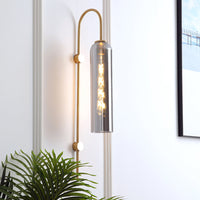 Mid-Century Gooseneck Wandlamp Metaal 1-Licht Woonkamer Wandlamp met Fluit Glas Schaduw
