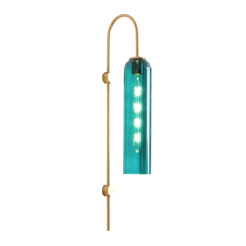 Mid-Century Gooseneck Wandlamp Metaal 1-Licht Woonkamer Wandlamp met Fluit Glas Schaduw