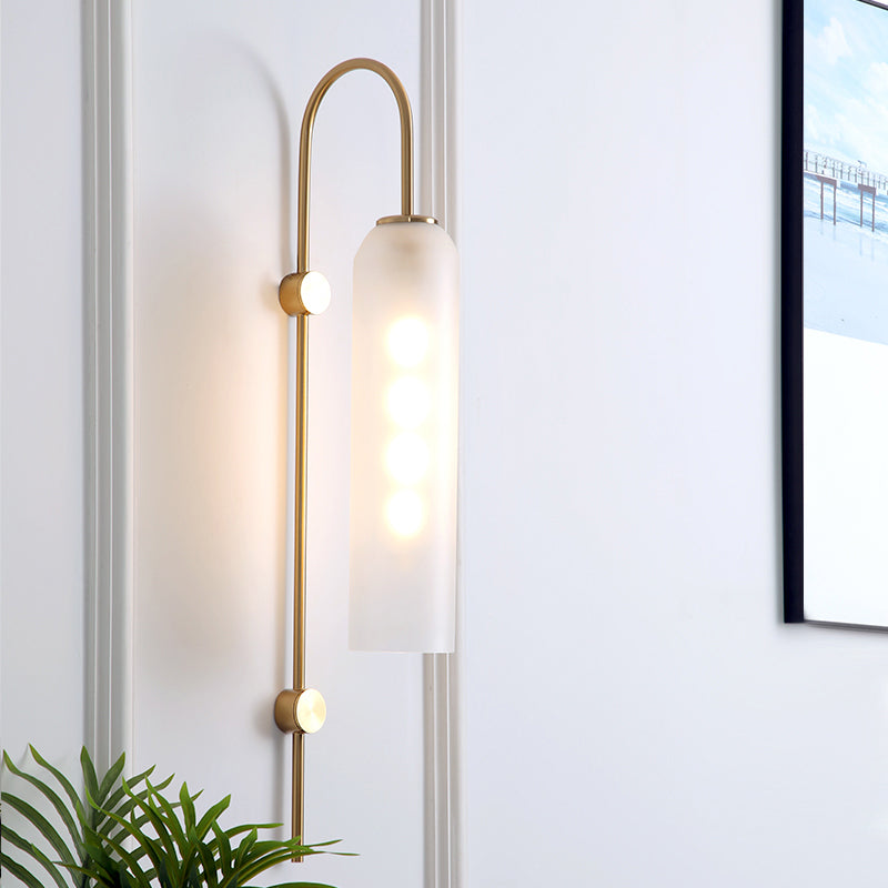 Mid-Century Gooseneck Wandlamp Metaal 1-Licht Woonkamer Wandlamp met Fluit Glas Schaduw