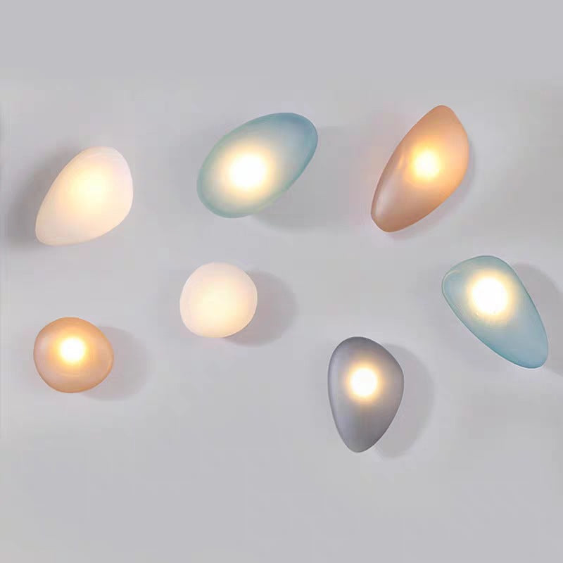 Frosted Glass Cobblestone Wandlamp Art Deco 1-Licht Wandmontage voor Woonkamer