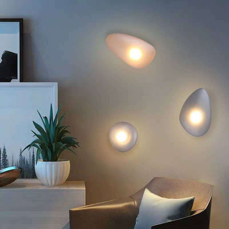 Frosted Glass Cobblestone Wandlamp Art Deco 1-Licht Wandmontage voor Woonkamer