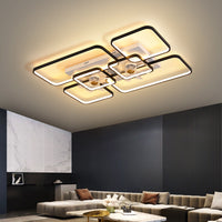 Afstandsbediening Rectangulaire Plafondventilator Lamp Hedendaags Acryl Woonkamer LED Semi Flush Licht met 7 Bladen