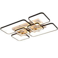 Afstandsbediening Rectangulaire Plafondventilator Lamp Hedendaags Acryl Woonkamer LED Semi Flush Licht met 7 Bladen
