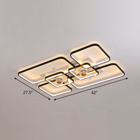 Afstandsbediening Rectangulaire Plafondventilator Lamp Hedendaags Acryl Woonkamer LED Semi Flush Licht met 7 Bladen
