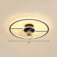 Afstandsbediening Rectangulaire Plafondventilator Lamp Hedendaags Acryl Woonkamer LED Semi Flush Licht met 7 Bladen
