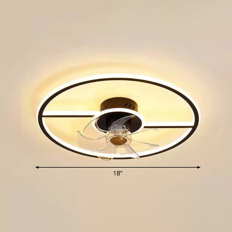 Afstandsbediening Rectangulaire Plafondventilator Lamp Hedendaags Acryl Woonkamer LED Semi Flush Licht met 7 Bladen