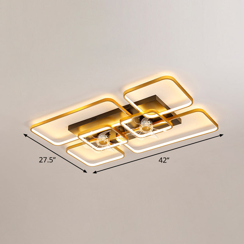 Afstandsbediening Rectangulaire Plafondventilator Lamp Hedendaags Acryl Woonkamer LED Semi Flush Licht met 7 Bladen