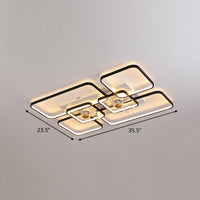 Afstandsbediening Rectangulaire Plafondventilator Lamp Hedendaags Acryl Woonkamer LED Semi Flush Licht met 7 Bladen