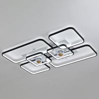 Afstandsbediening Rectangulaire Plafondventilator Lamp Hedendaags Acryl Woonkamer LED Semi Flush Licht met 7 Bladen