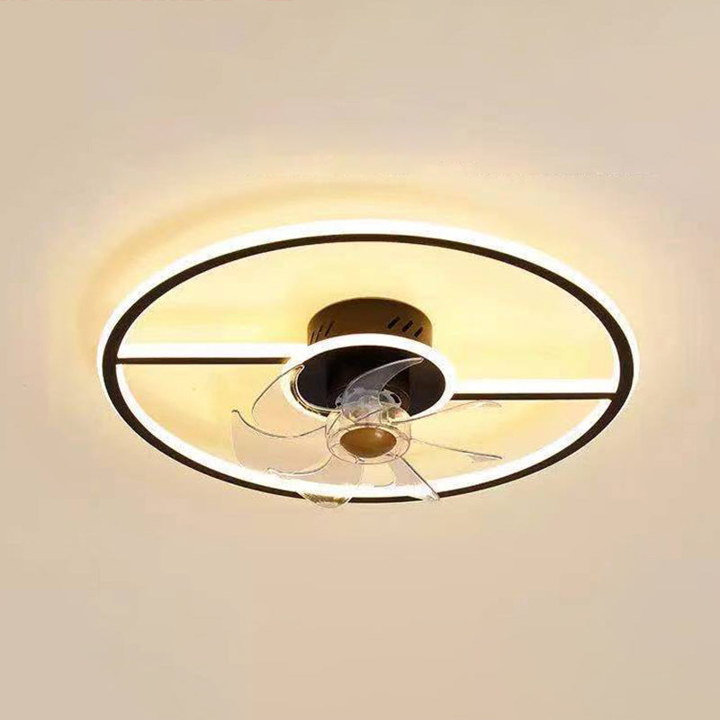Afstandsbediening Rectangulaire Plafondventilator Lamp Hedendaags Acryl Woonkamer LED Semi Flush Licht met 7 Bladen