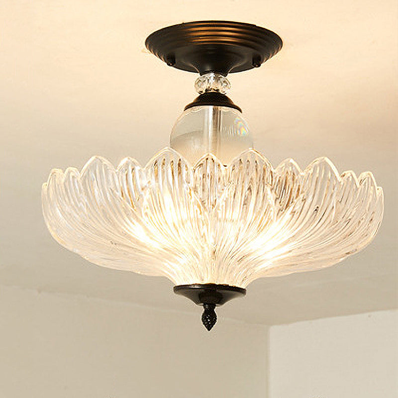 Zwart/Goud 3 Lichten Plafondmontage Traditionele Kristallen Golfvormige Semi Flush Licht voor Eetkamer, 12"/16" Breed