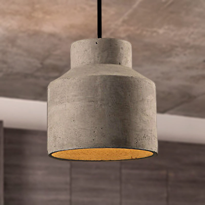 6.5"/8.5"/10.5" Dia Schuur/Cilinder/Dome Cement Hanglamp Industriële 1 Licht Eetkamertafel Plafondlamp met Verstelbare Kabel in Grijs