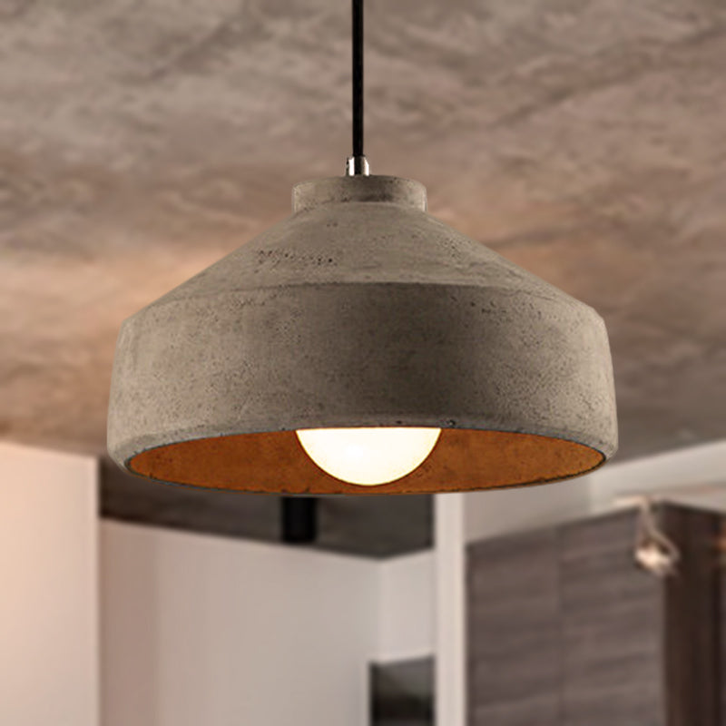6.5"/8.5"/10.5" Dia Schuur/Cilinder/Dome Cement Hanglamp Industriële 1 Licht Eetkamertafel Plafondlamp met Verstelbare Kabel in Grijs