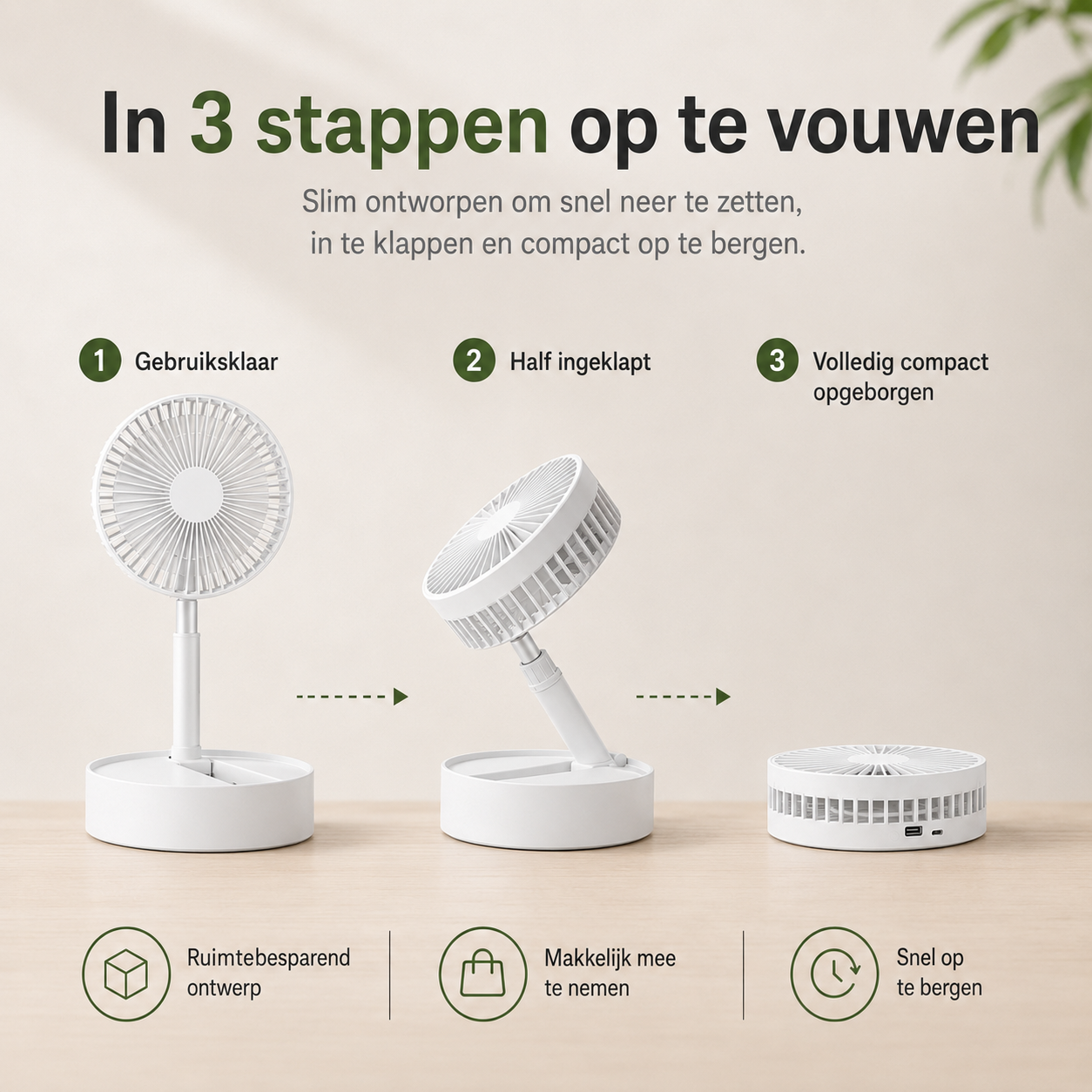 Vouwbare USB Accu Ventilator | Vouwbries