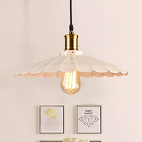 14"/16" Dia Industrieel Scalloped Hanglamp 1 Hoofd Metalen Plafondlamp in Zwart/Wit