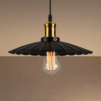 14"/16" Dia Industrieel Scalloped Hanglamp 1 Hoofd Metalen Plafondlamp in Zwart/Wit