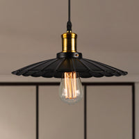 14"/16" Dia Industrieel Scalloped Hanglamp 1 Hoofd Metalen Plafondlamp in Zwart/Wit