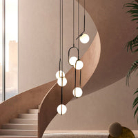 Zwarte Globe Multi Light Kroonluchter Eenvoudige Glazen Hanglamp voor Trappen