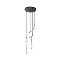 Zwarte Globe Multi Light Kroonluchter Eenvoudige Glazen Hanglamp voor Trappen