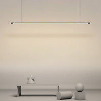 Minimalistische Dunne Stang LED Hanglamp Metalen Keuken Bar Eiland Plafondlamp in Zwart