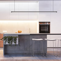 Minimalistische Dunne Stang LED Hanglamp Metalen Keuken Bar Eiland Plafondlamp in Zwart