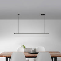 Minimalistische Dunne Stang LED Hanglamp Metalen Keuken Bar Eiland Plafondlamp in Zwart