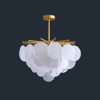 Gelaagde Schijf Suspension Verlichting Moderne Eetkamer Plafond Chandelier in Messing-Wit