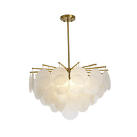 Gelaagde Schijf Suspension Verlichting Moderne Eetkamer Plafond Chandelier in Messing-Wit