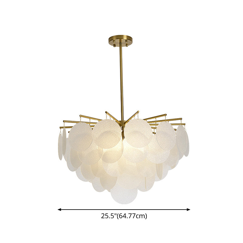 Gelaagde Schijf Suspension Verlichting Moderne Eetkamer Plafond Chandelier in Messing-Wit