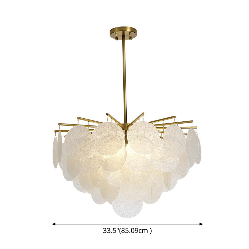 Gelaagde Schijf Suspension Verlichting Moderne Eetkamer Plafond Chandelier in Messing-Wit