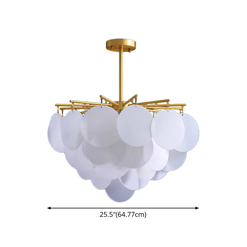 Gelaagde Schijf Suspension Verlichting Moderne Eetkamer Plafond Chandelier in Messing-Wit