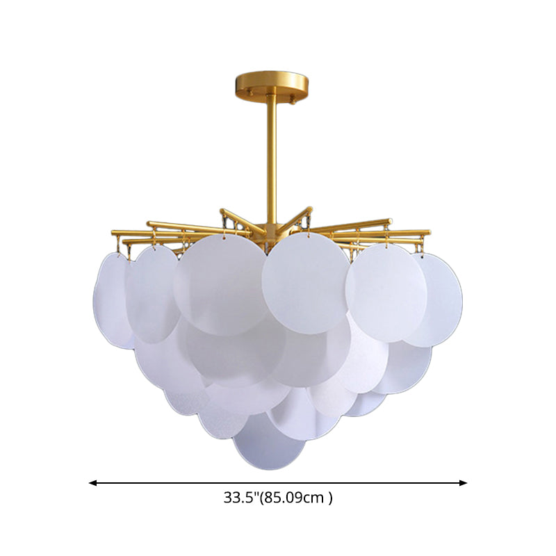Gelaagde Schijf Suspension Verlichting Moderne Eetkamer Plafond Chandelier in Messing-Wit