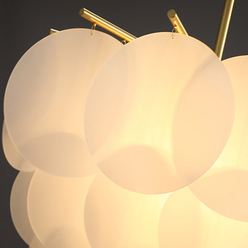 Gelaagde Schijf Suspension Verlichting Moderne Eetkamer Plafond Chandelier in Messing-Wit