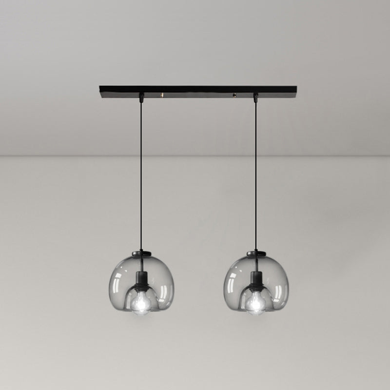 Zwarte Mini Glas Globe Hanglamp Verstelbare LED Keuken Hanglamp