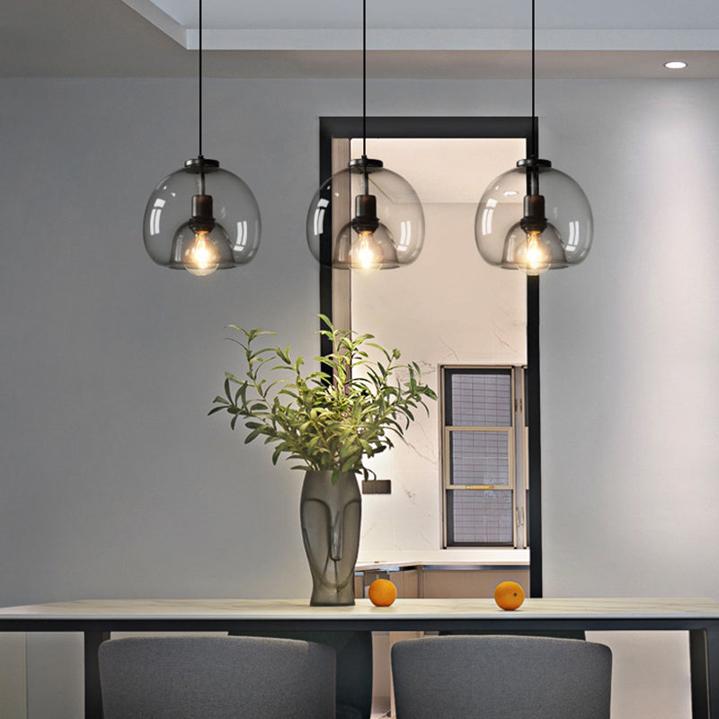 Zwarte Mini Glas Globe Hanglamp Verstelbare LED Keuken Hanglamp
