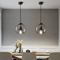 Zwarte Mini Glas Globe Hanglamp Verstelbare LED Keuken Hanglamp