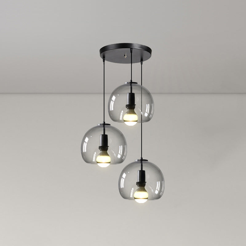 Zwarte Mini Glas Globe Hanglamp Verstelbare LED Keuken Hanglamp