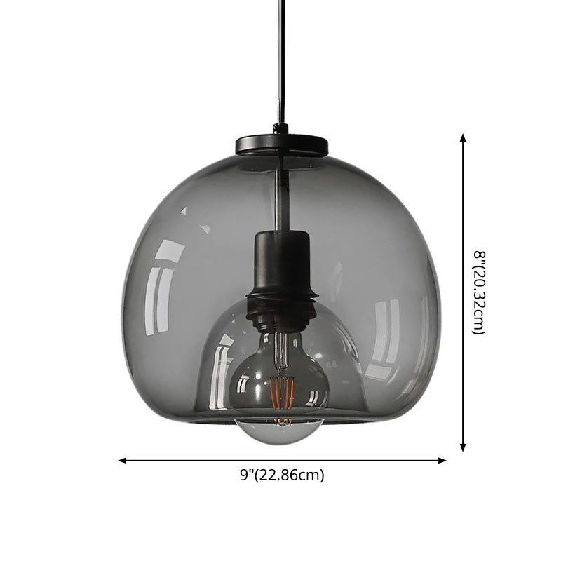 Zwarte Mini Glas Globe Hanglamp Verstelbare LED Keuken Hanglamp