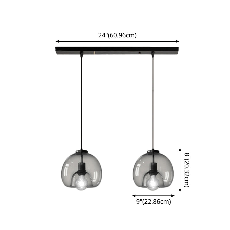 Zwarte Mini Glas Globe Hanglamp Verstelbare LED Keuken Hanglamp