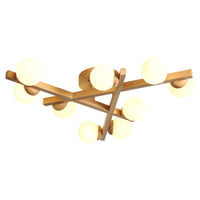 Houten Kruislijnen Flush Mount Licht Meerdere Lampen Moderne Houten Plafondlamp voor Slaapkamer