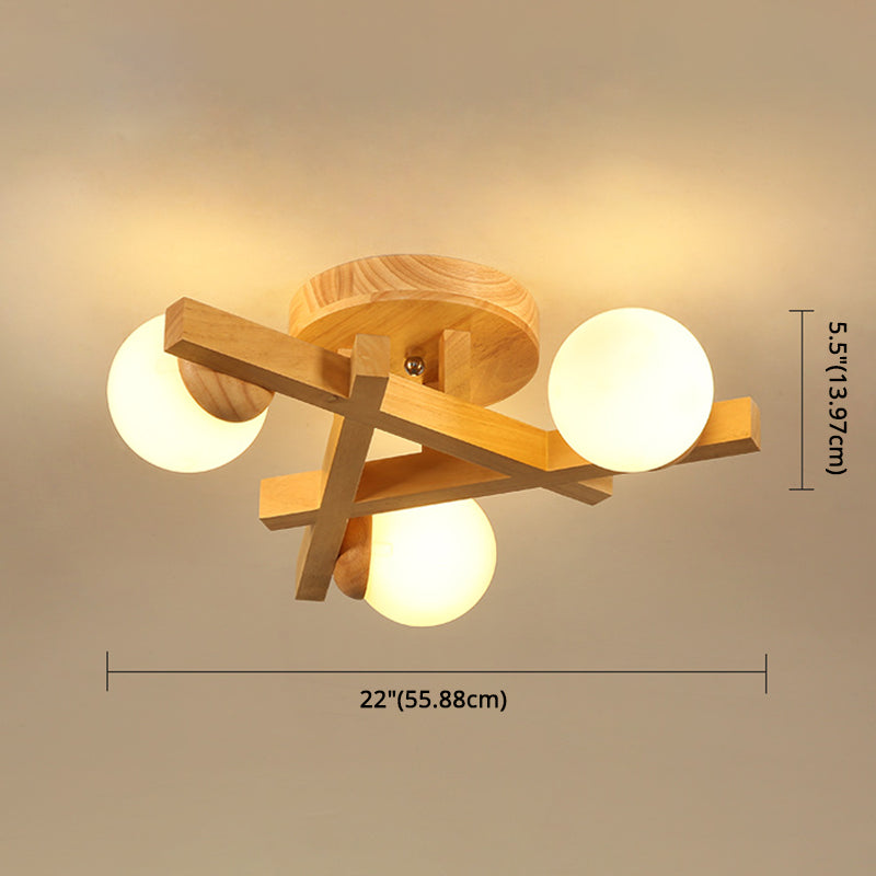 Houten Kruislijnen Flush Mount Licht Meerdere Lampen Moderne Houten Plafondlamp voor Slaapkamer