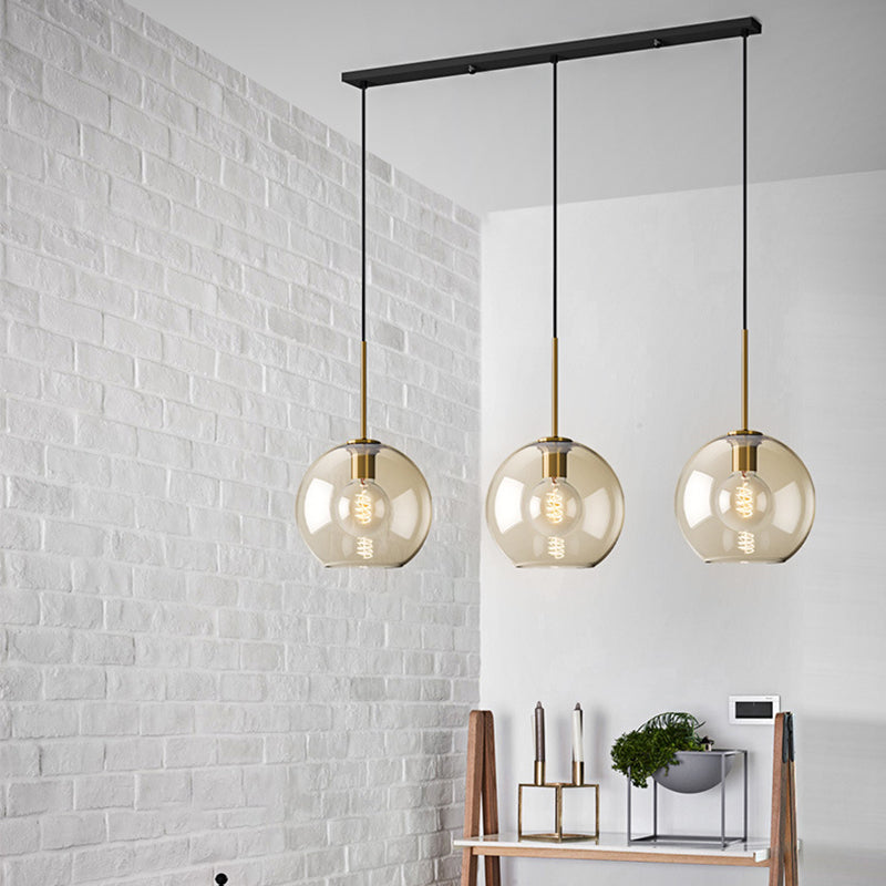 Cognac Glas Hanglamp Modern Minimalistisch 1-Lichts Hangverlichting Voor Eettafel