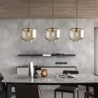 Cognac Glas Hanglamp Modern Minimalistisch 1-Lichts Hangverlichting Voor Eettafel