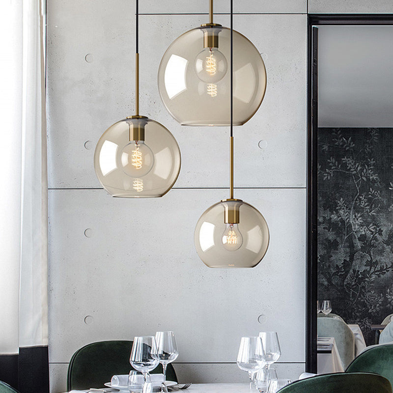 Cognac Glas Hanglamp Modern Minimalistisch 1-Lichts Hangverlichting Voor Eettafel