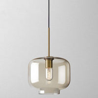 Cognac Glas Hanglamp Modern Minimalistisch 1-Lichts Hangverlichting Voor Eettafel
