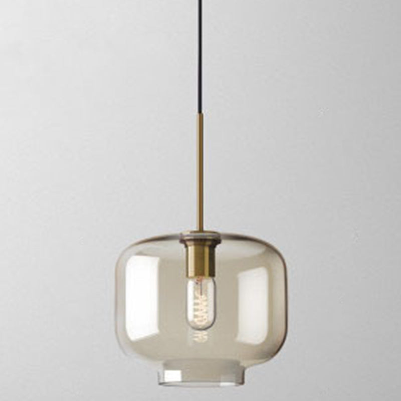 Cognac Glas Hanglamp Modern Minimalistisch 1-Lichts Hangverlichting Voor Eettafel
