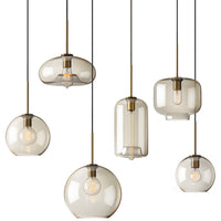 Cognac Glas Hanglamp Modern Minimalistisch 1-Lichts Hangverlichting Voor Eettafel